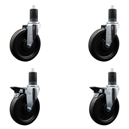 Service Caster 6'' Phenolic Wheel Swivel 1-5/8'' Expand Stem Caster Set 2 Brakes, 4PK SCC-EX20S615-PHS-2-PLB-2-158
